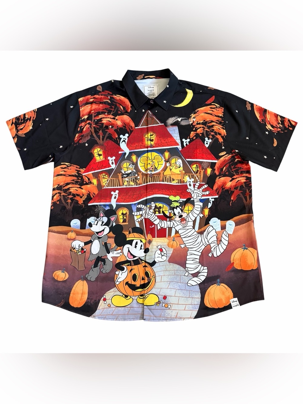 Disney x Loungefly Halloween Mickey & Friends Haunted House Camp Shirt Sz 2XL
